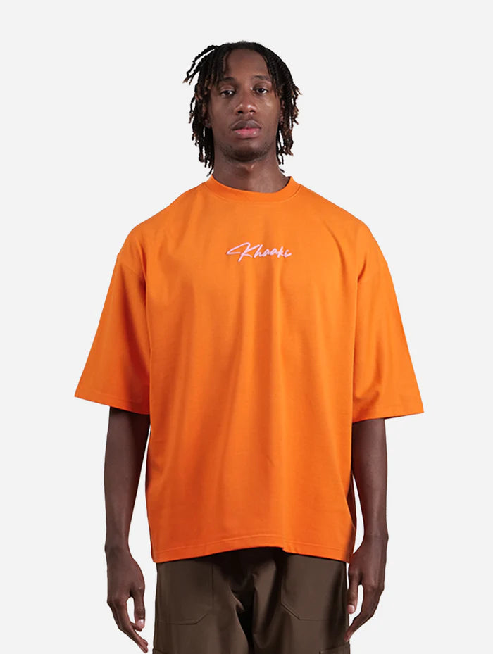 Bad Habits - Orange Graphic Drop Shoulder Unisex Oversized T-Shirt