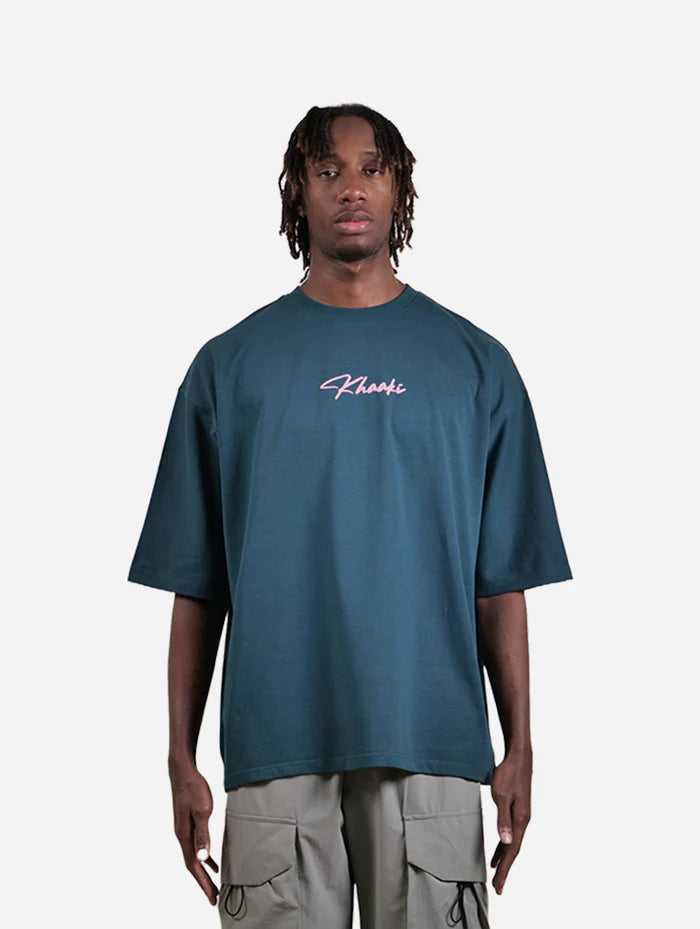 Bad Habits - Peacock Green Graphic Drop Shoulder Unisex Oversized T-Shirt