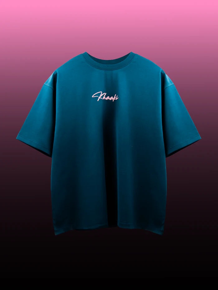 Bad Habits - Peacock Green Graphic Drop Shoulder Unisex Oversized T-Shirt