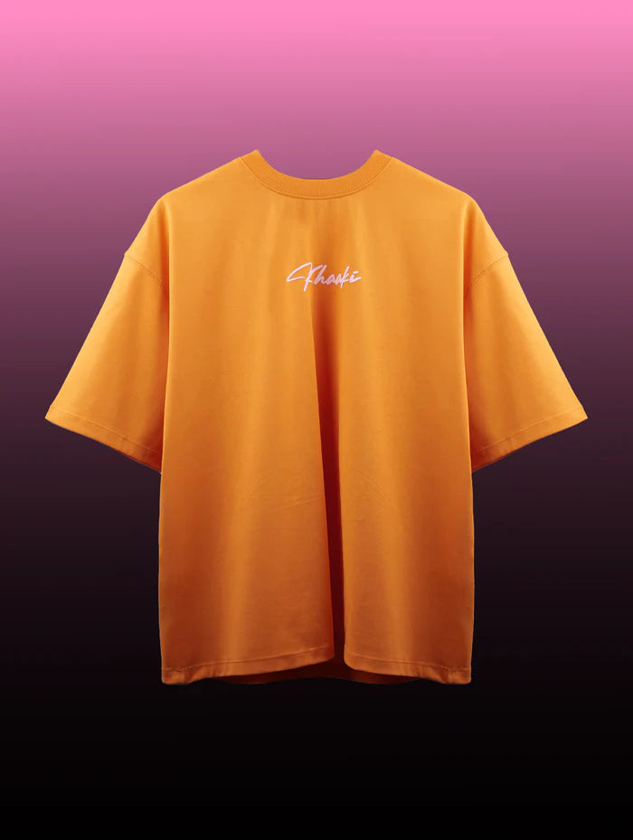 Bad Habits - Orange Graphic Drop Shoulder Unisex Oversized T-Shirt