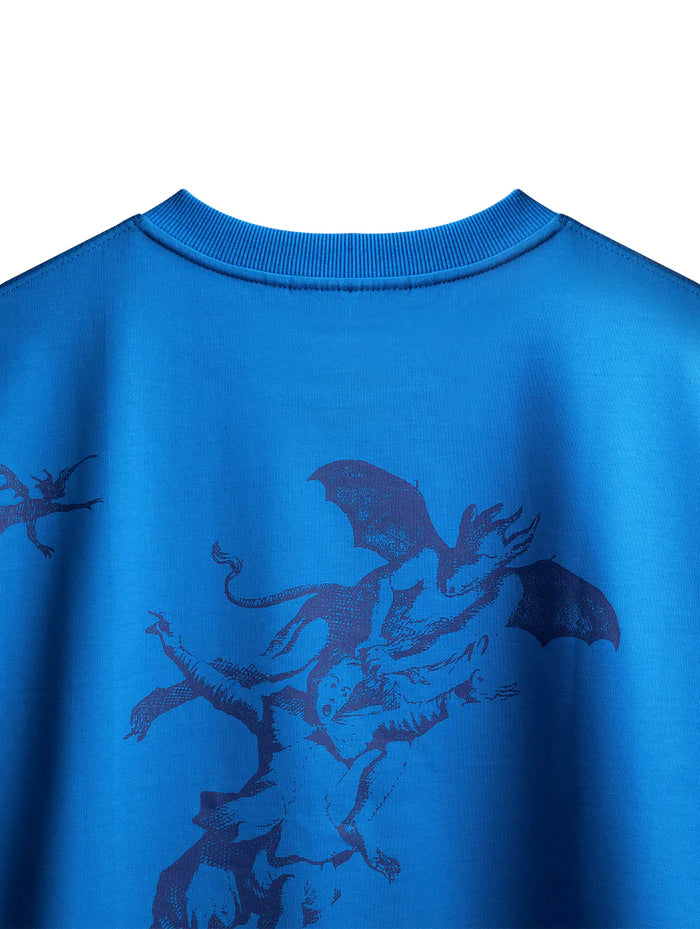 Don't Try Me! - Blue Graphic Drop Shoulder Unisex Oversized T-Shirt