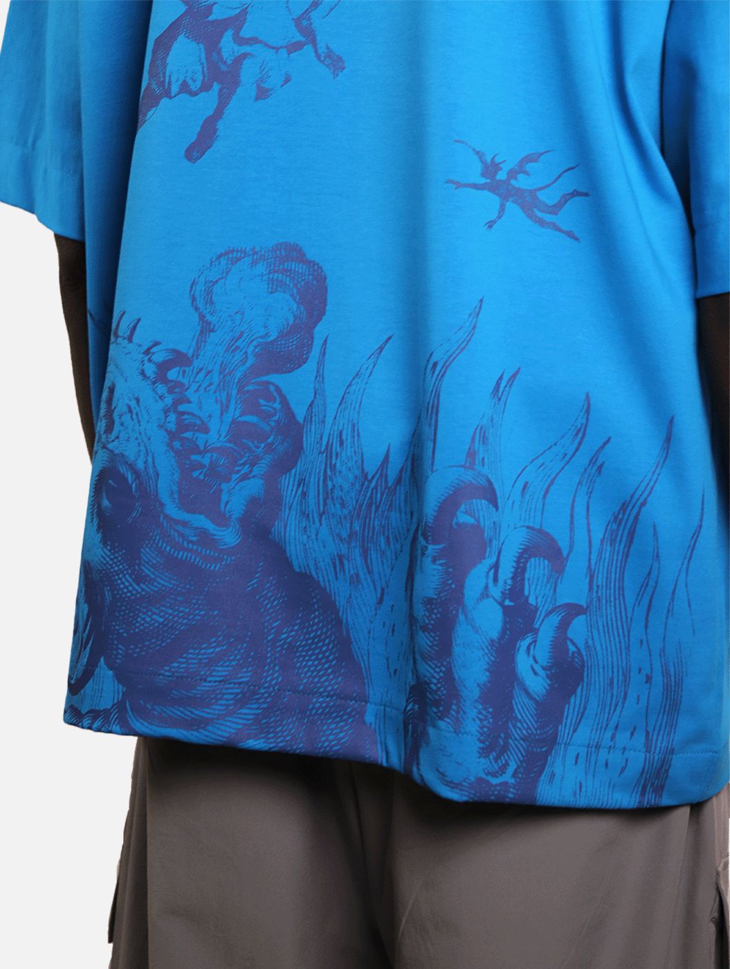 Don't Try Me! - Blue Graphic Drop Shoulder Unisex Oversized T-Shirt