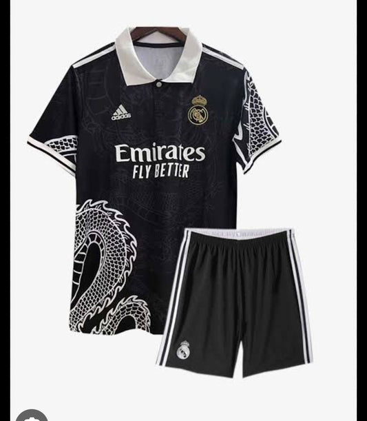 Real Madrid Special Edition Dragon Black jersey with shorts