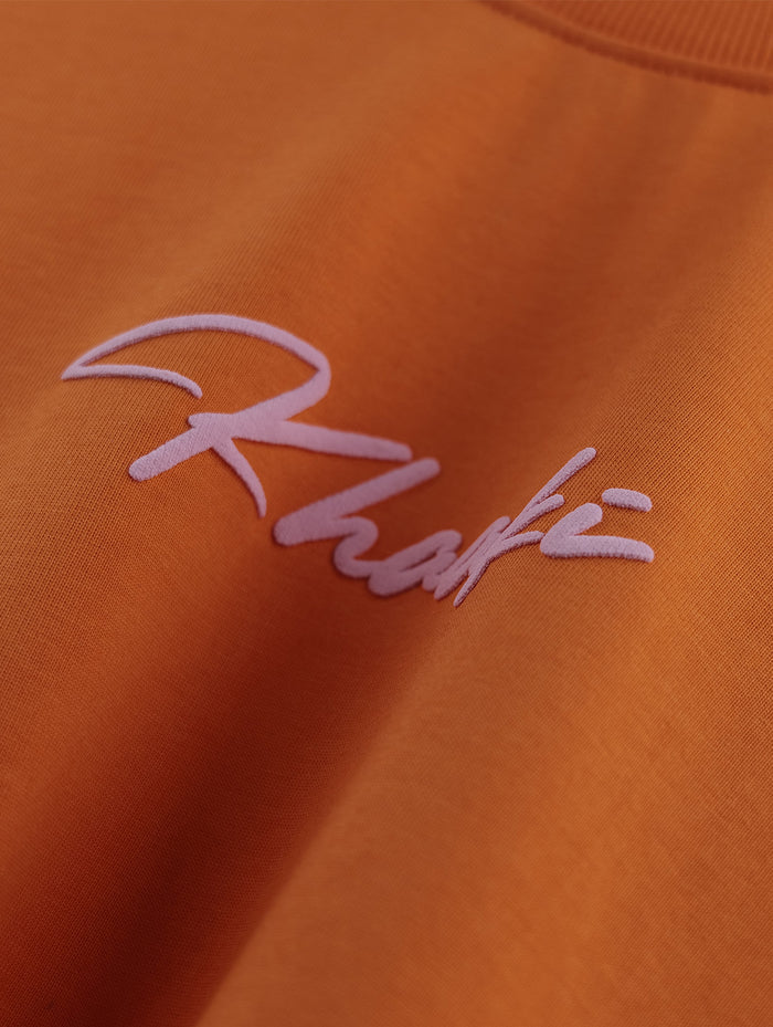 Bad Habits - Orange Graphic Drop Shoulder Unisex Oversized T-Shirt