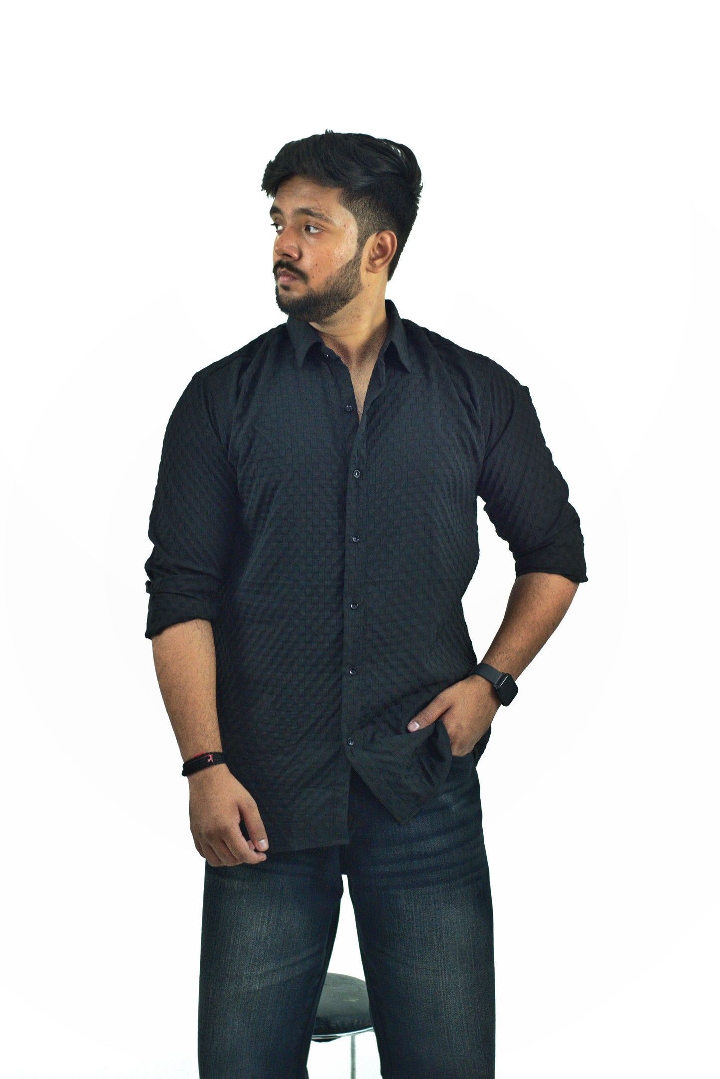 Black Textured Shirt